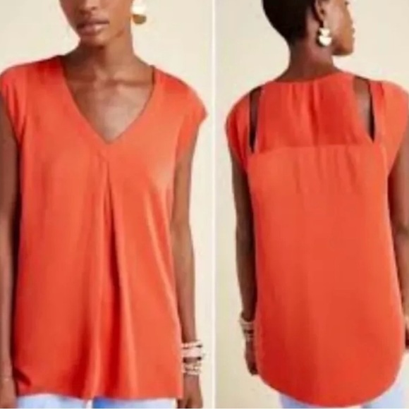 Maeve Tops - Anthropologie Maeve Ally Cupro Tunic Orange/red Medium short sleeve Blouse